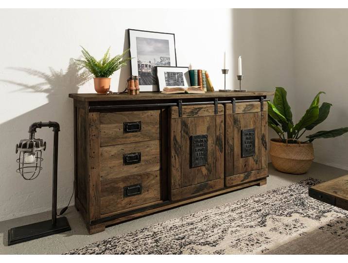 Sideboard Mango 150x45x80 braun lackiert RAILWAY #400