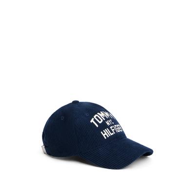Baseball Cap TOMMY HILFIGER "CORD CAP", Damen, Gr. S/M, blau (dunkelblau), Cord, Kunstfaser, unifarben, Caps, Regular fit und größenverstellbar