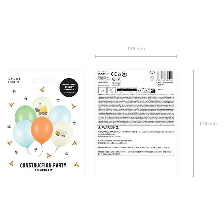 Partydeco Balloons 30 cm, Construction vehicles, Pastel Light Cream (1 pkt / 6 pc.) (6x) (SB14P-334-000-6)