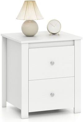 Costway Nightstand with 2 Drawers & Storage for Bedroom Living Room Small Spaces-White