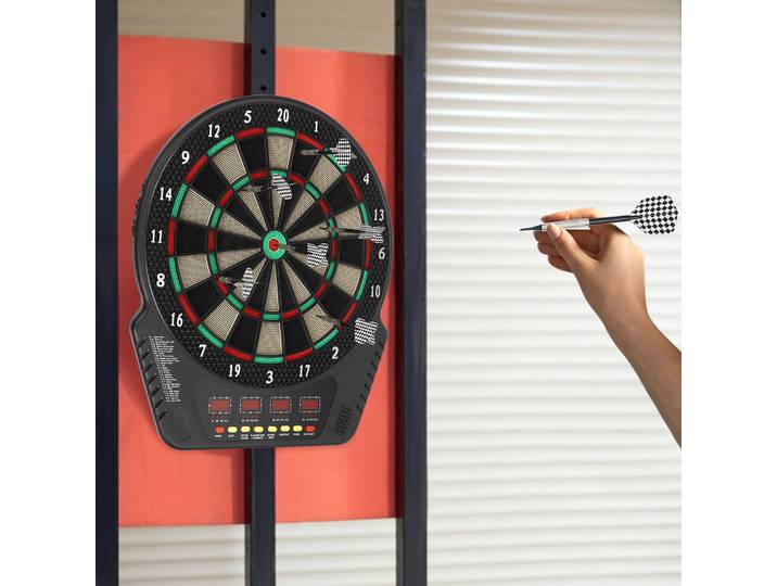 Cible de fléchettes électronique avec 6 fléchettes, machine à fléchettes innovante avec 27 modes de jeu et 243 variantes, prend en charge jusqu'à 16 joueurs