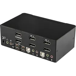 StarTech 2 Port Dual DisplayPort USB KVM Switch, KVM Switch, Schwarz