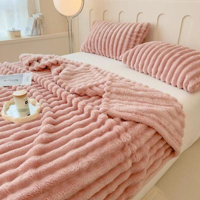 Uplifted Finds Thickened Wide Stripe Multifunctional Textile And Thermal Stabilization Interface pink 150 X 200 Cm