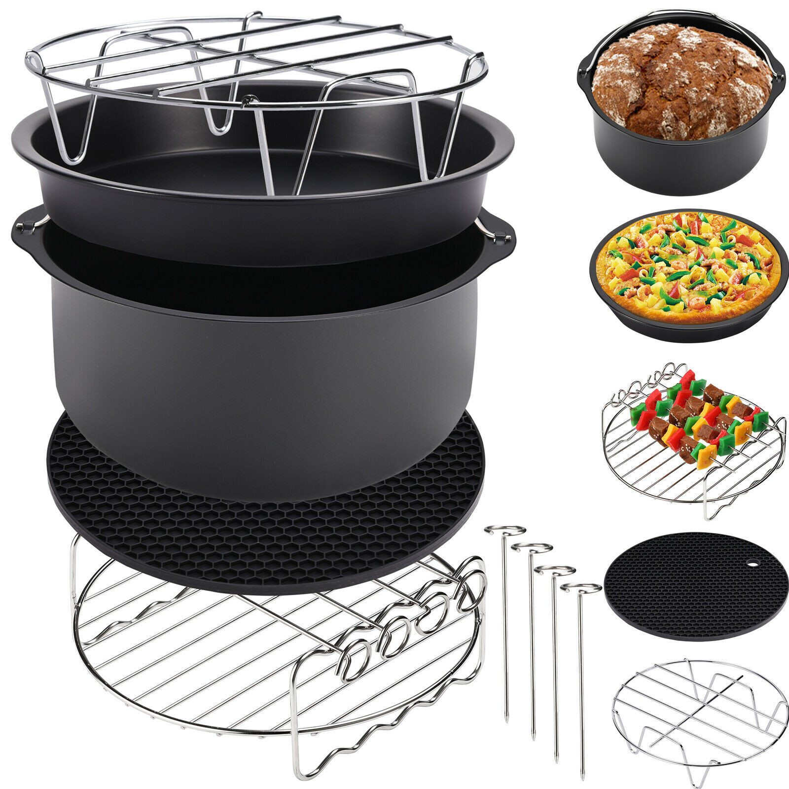 Monzana 9-delige accessoires set voor een 6,5 liter heteluchtfriteuse