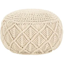 Décoshop26 - Handgefertigter Pouf/Fußhocker geflochtenes Seil 45 x 30 cm beige Baumwolle DEC029978 DEC029978