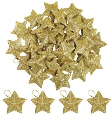 Uplift Treasures Mini Gold Glitter Star Christmas Ornaments Set 30pcs Mini Gold Glitter Star Christmas Ornaments Set 30pcs
