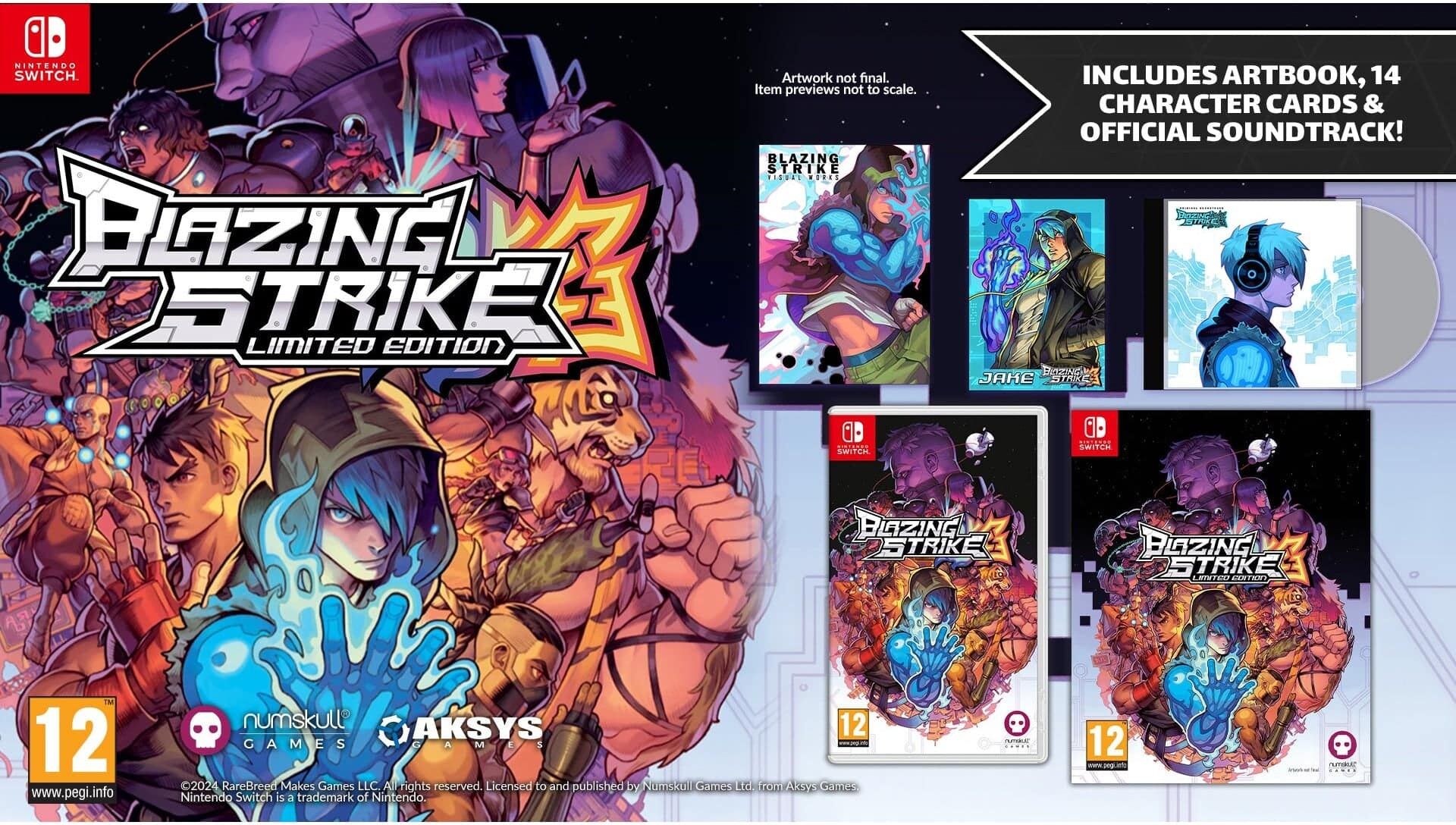 Numskull Games Blazing Strike Limited Edition for Nintendo Switch (Game Cartridge) - 2D Fighting Game with Collectable Extras - Nintendo Switch