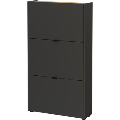 Schuhschrank GERMANIA "Ameca", grau (graphit, navarra, eiche, nachbildung), B:71cm H:127cm T:22cm, Holzwerkstoff, Kunststoff, Metall, Schränke, Schuhschrank, ideal für schmale Flure, Tiefe: 22cm, Soft-close, Made in Germany