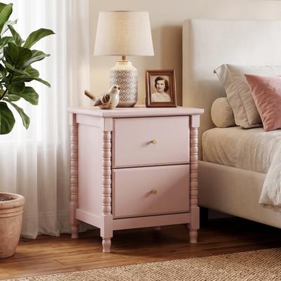 eclife Vintage 2 Drawer Nightstand Roman Column Legs Metal Sliders Cabinet