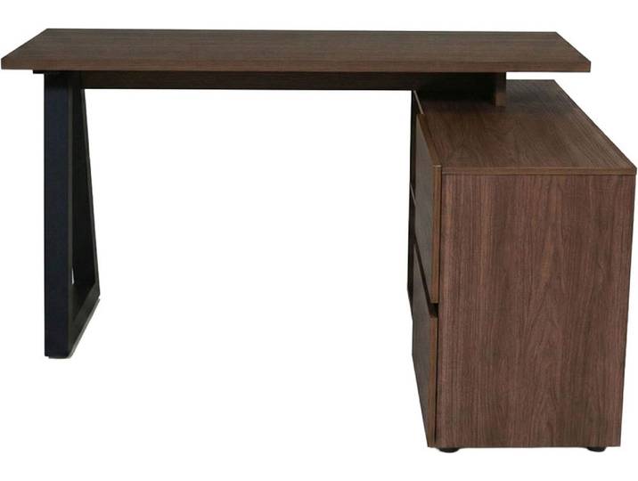 Eckschreibtisch JAHNKE CLUB , braun (walnuss, walnuss, walnuss), B:140cm H:76cm T:110cm, Tische, Eckschreibtisch, wechselseitig montierbar