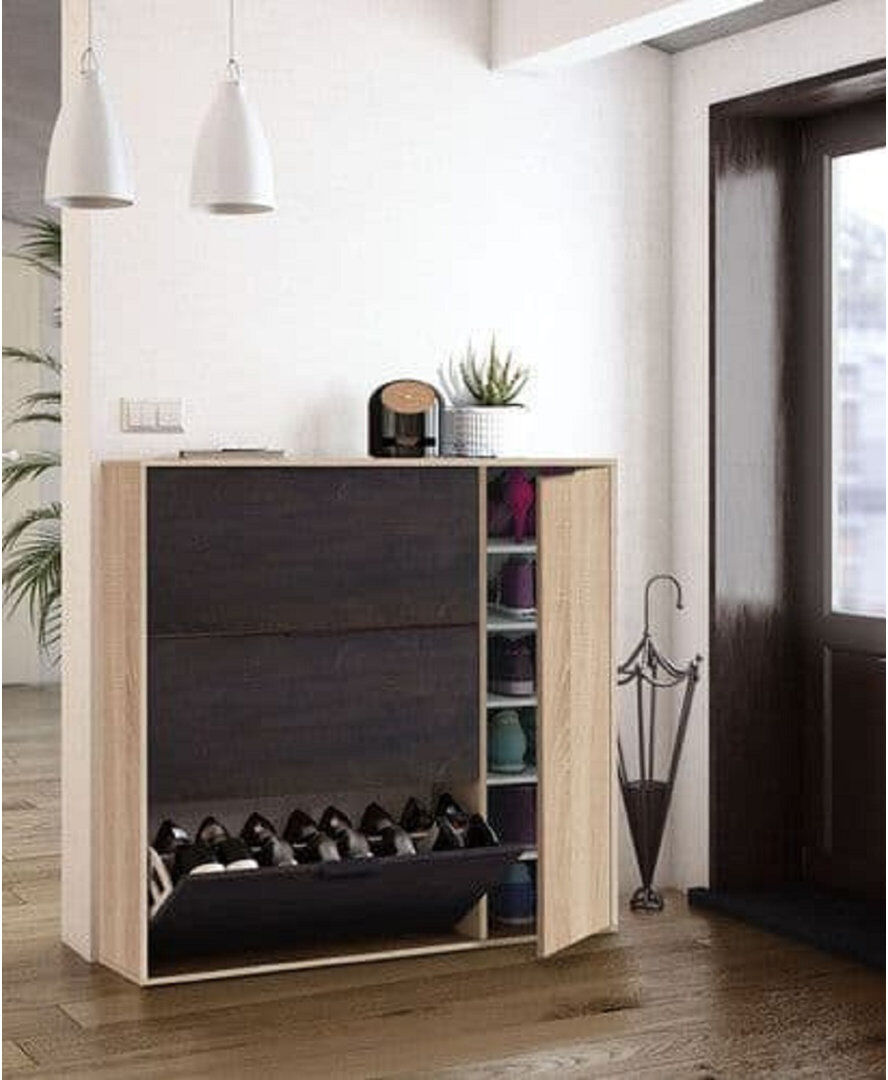 Brayden Studio 15 Pair Shoe Storage Cabinet Black/White 18