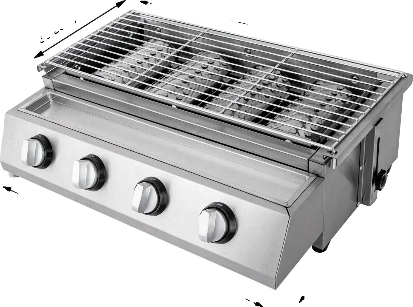 Gasherd Grill, Edelstahl, Abnehmbarer Grill, Hellgrau