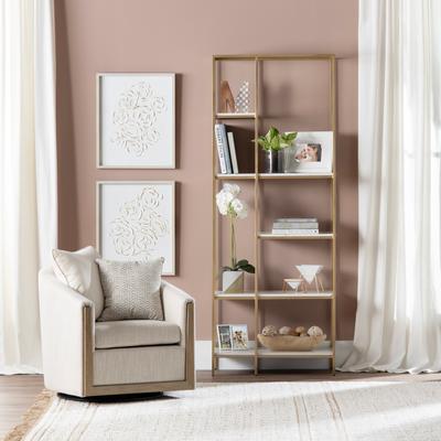 Crestview 78.5 in. White Marble 5 Shelf Etagere