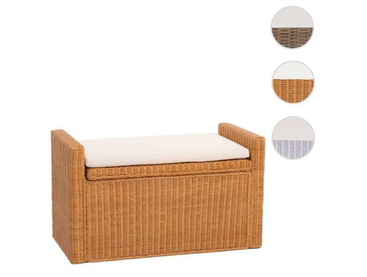 Banc banquette / coffre de rangement M92 rotin ~ couleur miel