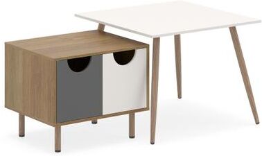 Costway Sofa Side Tables with Metal Legs for Living Room-Natural