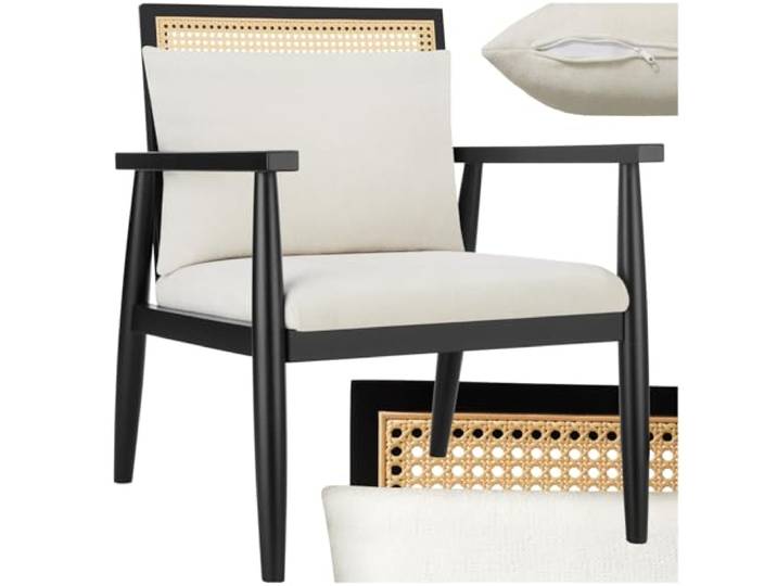 tectake® Lounge Sessel, Stuhl mit Wiener Geflecht Dekoration, Cocktailsessel modern, Armlehnstuhl, Relaxstuhl für Esszimmer, als Möbel Wohnzimmer, Loungesessel oder Lesesessel bequem