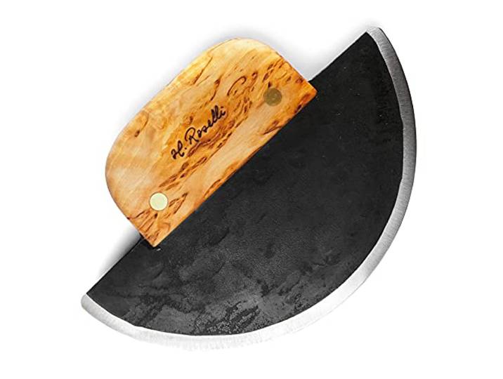 H. Roselli R740 Eskimo Küchenmesser Ulu Pizzaschneider Wiegemesser, Carbonstahl