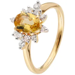 GLIZZ GL1286 Ring für Damen 333 Gold mit Beryll und Lab-Grown Diamanten, 56/17,8
