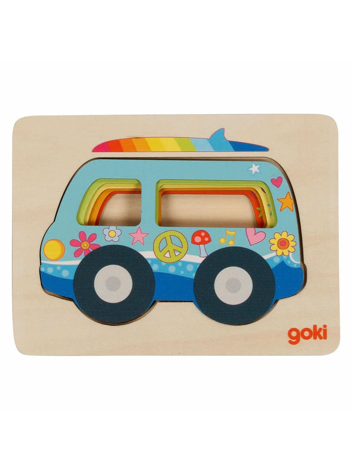 Goki Wooden Layer Puzzle Car 5 pcs. Holz