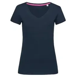 Stedman Megan V-neck Marine ringgesponnene Baumwolle Small Damen