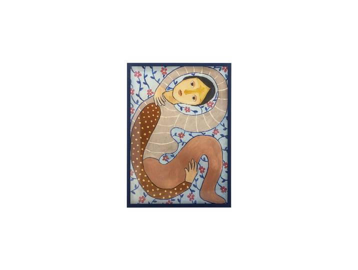 Illustration avec cadre 52x72 cm en bois de sapin multicolore Flo