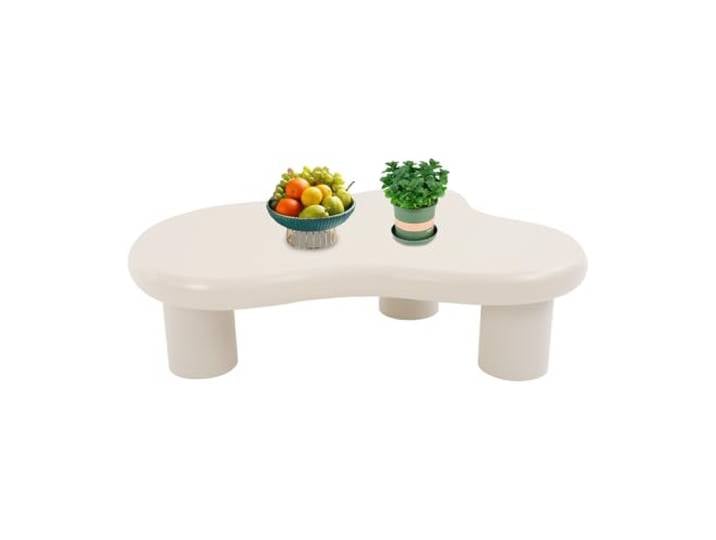 BXTMGBUS Cloud Couchtisch Cartoon Wolkenförmiger Beistelltisch aus Massivem Holz Eleganter Wolken Niedriger Tisch Unregelmäßiger Teetisch Moderner Weißer Endtisch 100x70x30cm