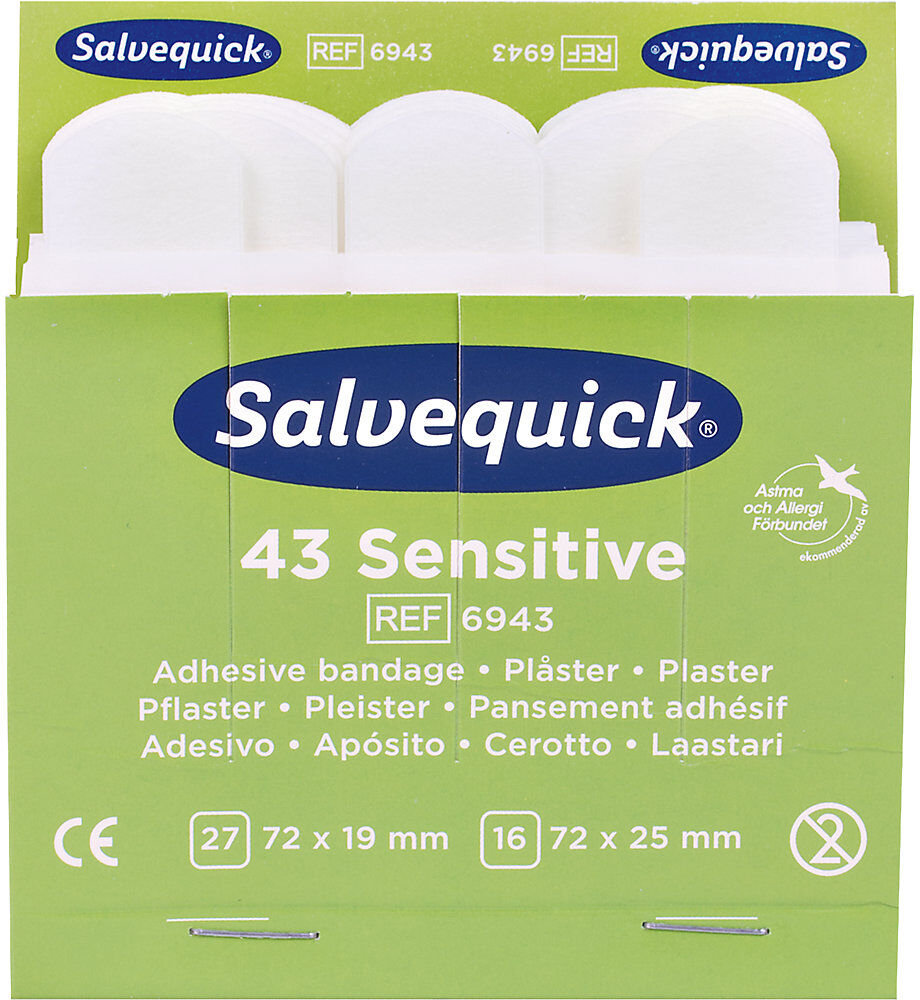 kaiserkraft Refill für SALVEQUICK, 6 VE Pflaster-Strips, Vlies, je 43 Stk, VE à 6 Stk