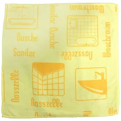 Mikrofasertuch Mopptex Piktogramm Waschraum Gelb 40 x 40 cm 1 Stück, mit Piktogrammen und Text für Anwendungsbereiche
