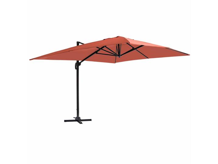 Oviala - Parasol déporté 4x3 m rectangulaire inclinable et rotatif 360°