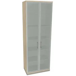 fm Büromöbel Aktenschrank »Oldenburg« 6 OH satinierte Acrylglastüren braun, 80x222.1x44.2 cm
