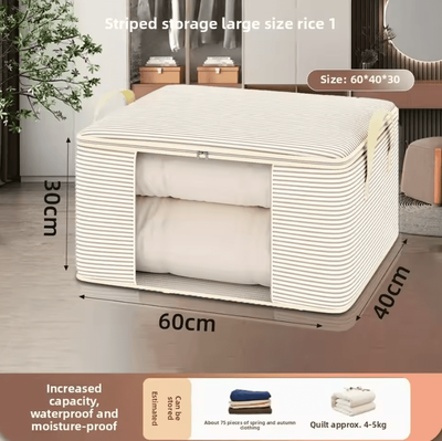 Inspire Curations Large Foldable Comforter Storage Bag With Clear Window beige 80l