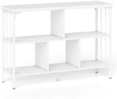 Costway 3-Tier Horizontal Cubby Bookshelf with Open Shelves-White