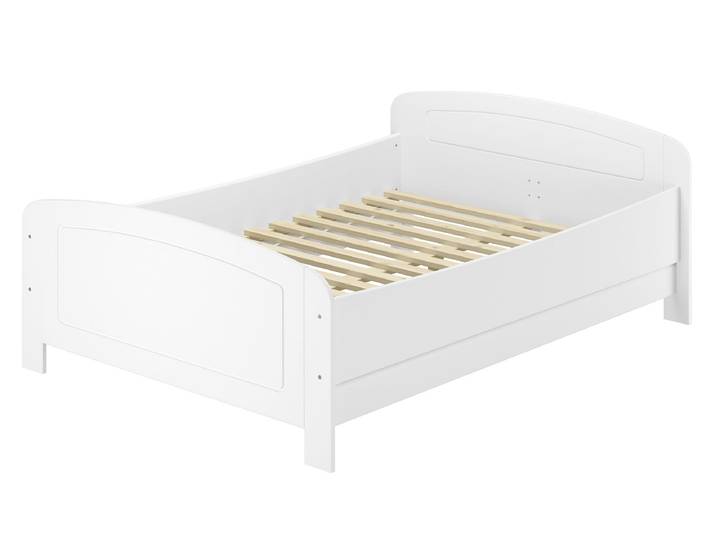 Doppelbett Holzbett 160 x 200 cm Weiß verstellbare Einlegetiefe