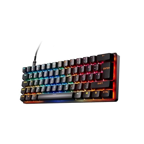 SteelSeries Apex Pro Mini Gen 3 Gaming Toetsenbord met OmniPoint 3.0 HyperMagnetic-schakelaars, Verstelbare Activering, Rapid Trigger, RGB en PBT-keycaps, DE QWERTZ layout