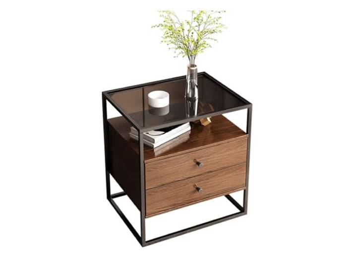 YCCHAH Bett mit Stauraum Nachttisch, einfaches Schlafzimmer, Mietzimmer, Aufbewahrung, Italienischer Stil, kleines Lagerregal Desktop