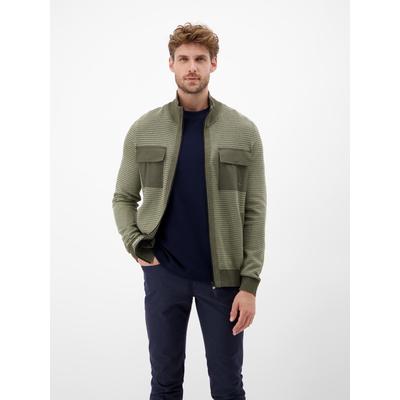 Strickjacke LERROS "Sportive Strickjacke für Herren", Herren, Gr. XXL, grün (nordic olive), 100% Baumwolle, Strickjacken Strickjacke
