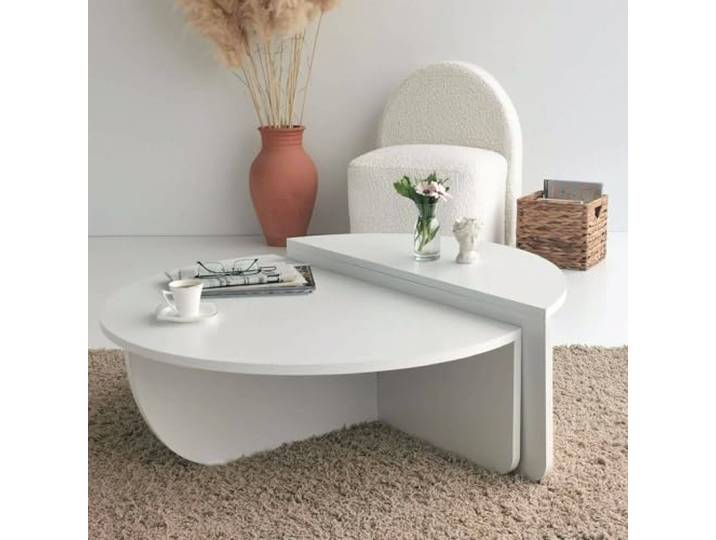 Dmora Couchtisch Canopus 90x90x35h cm Weiß Fantasieform
