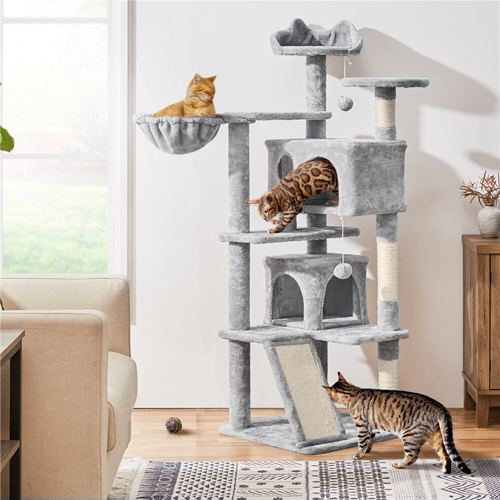 Yaheetech 146 cm H Cat Tree / Condo Light Gray 146cm H X 48.5cm W X 48.5cm D