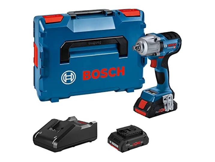 Bosch Professional 18V System boulonneuse sans-fil GDS 18V-450 HC (couple serrage 450 Nm\, couple décollement 800 Nm\, 2 batteries ProCORE 4.0 Ah\, chargeur\, module Bluetooth Low Energy GCY 42\, L-BOXX)