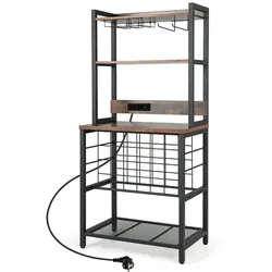 Helloshop26 - Multifunktionales Weinregal 76 x 48 x 163 cm großes Fassungsvermögen 24 Flaschen Industriestil schwarzes MDF