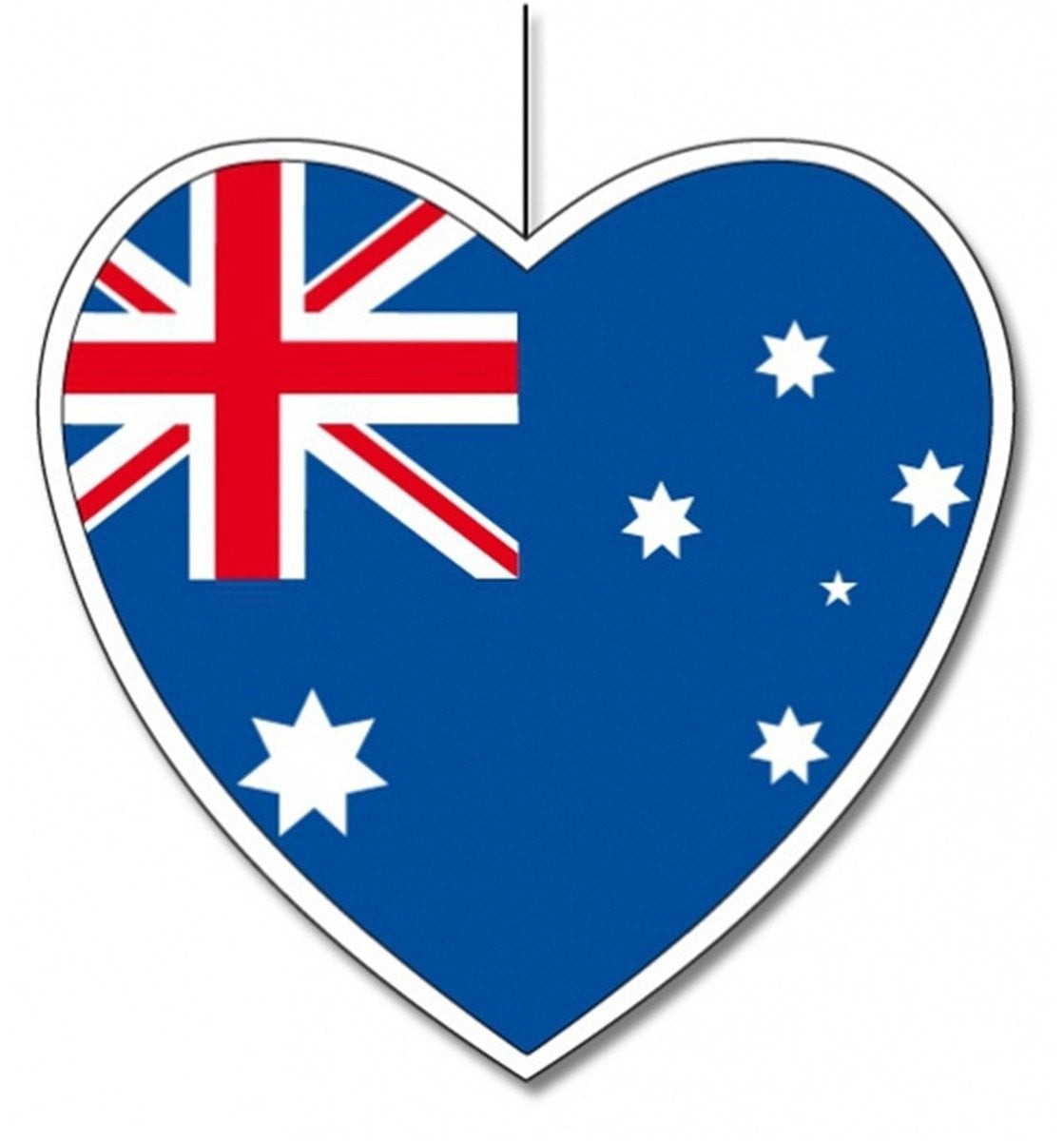 Hangdecoratie met hartjes van de Australische vlag - 28 cm