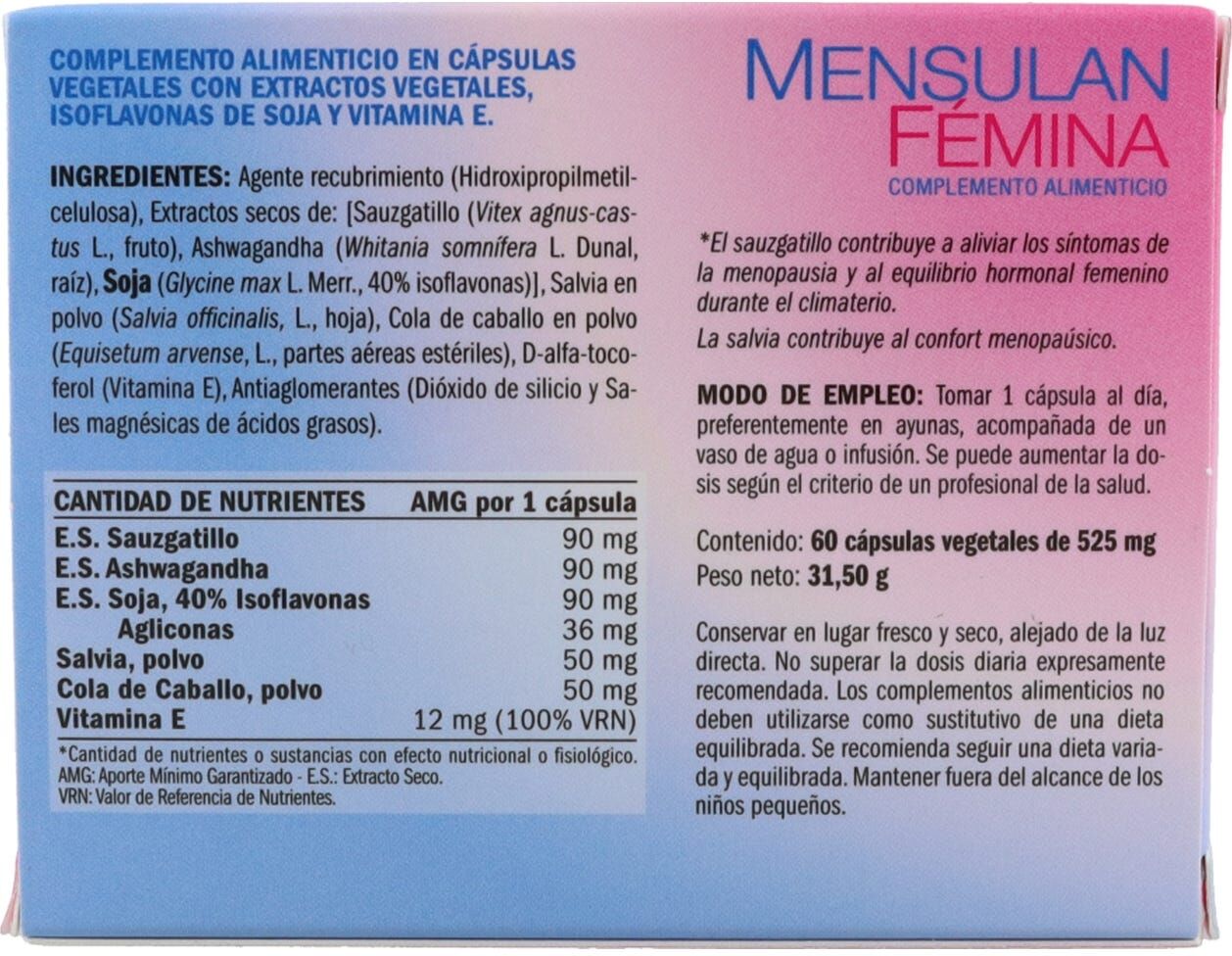 DERBOS Derbós Mensulan 50 Fémina 60caps