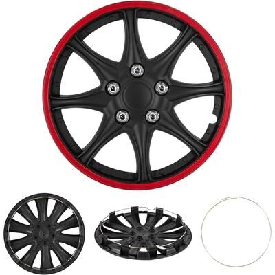 Cobra Tek CBK-HP099-15-KR 4 Black Red Hubcaps Wheel Cover