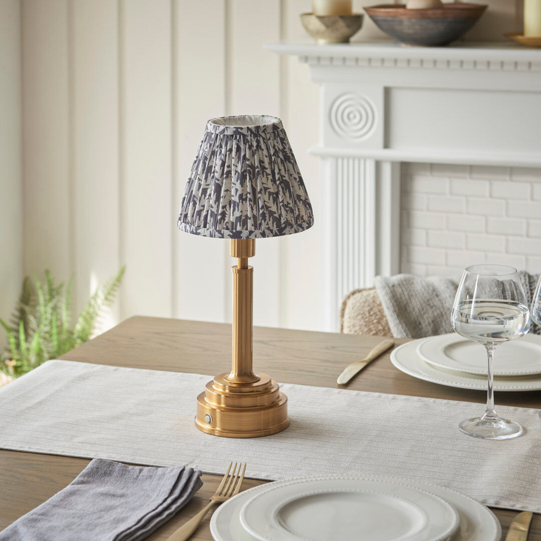 Heritage Hues Upton Rechargeable Metal Table Lamp Pearl Grey 35.5cm H X 16cm W X 16cm D