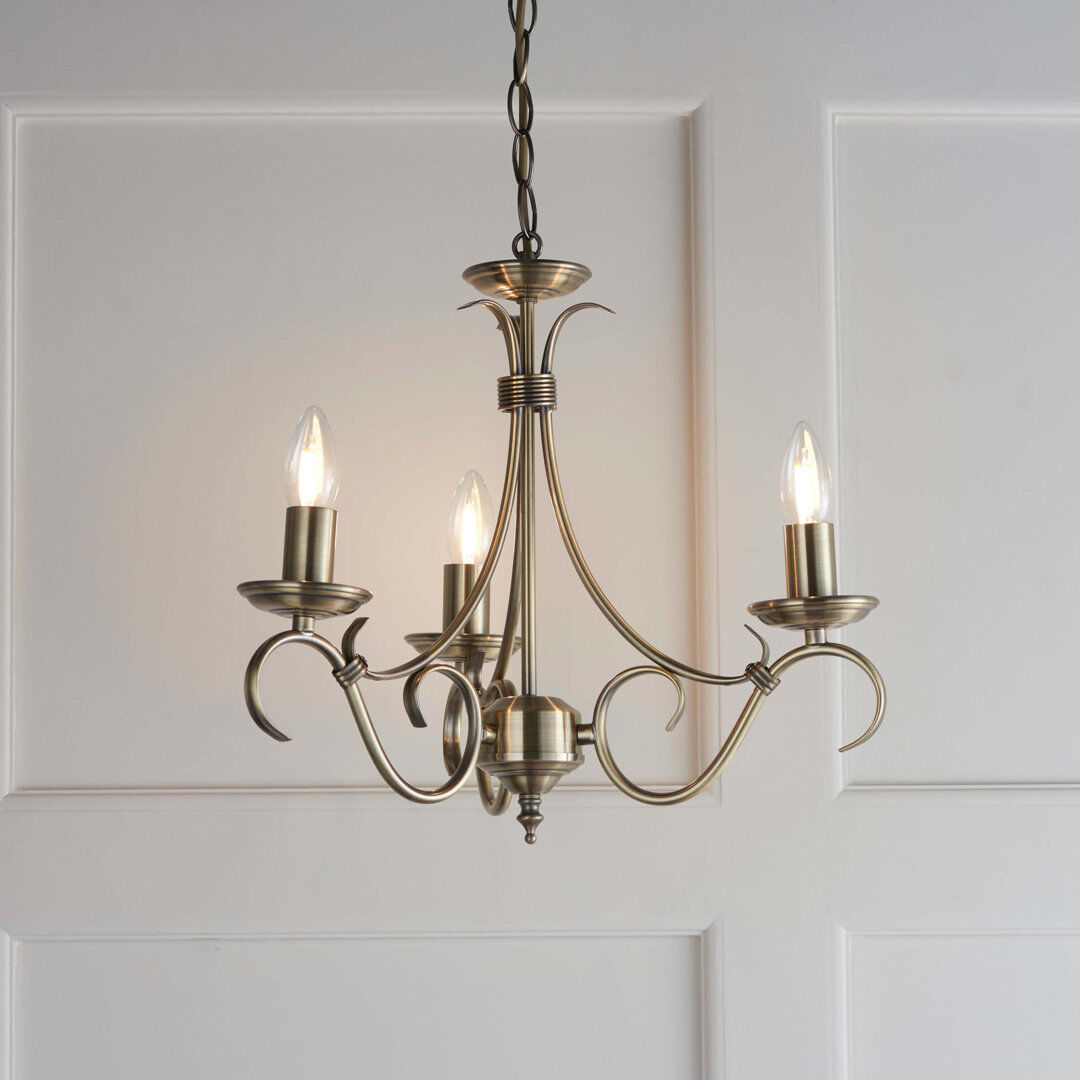Three Posts Barney 3 - Light Candle Style Chandelier Antique Brass 33cm H X 39cm W X 39cm D