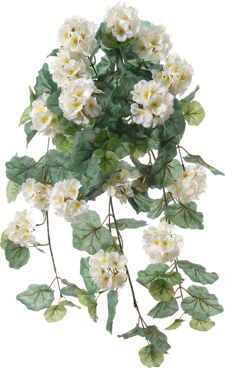Louis Maes Hangende Kunstplant Geranium - Wit - Hoogte: 41 cm