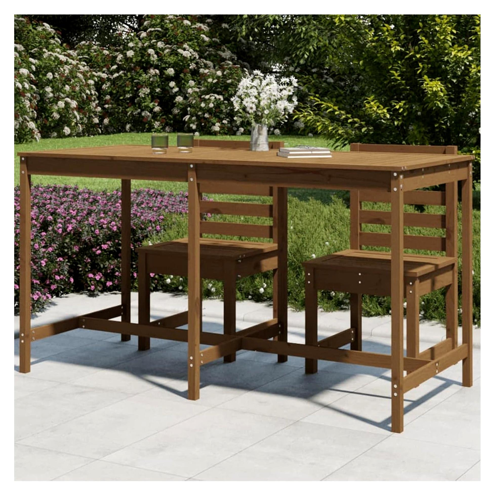 Gartentisch Honigbraun 203,5x90x110cm Massivholz Kiefer für Balkon, Picknick, Hinterhof und Terrasse