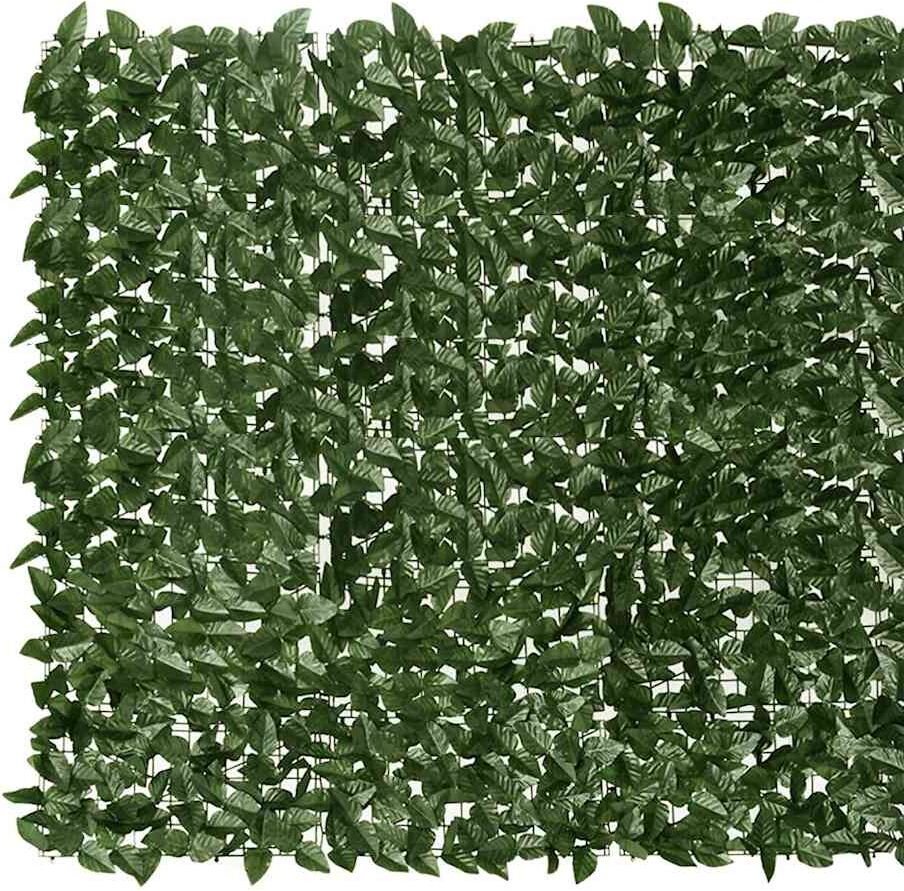 vidaXL Brise-vue de balcon avec feuilles vert foncé 300x150 cm