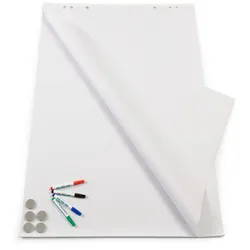 Flipchart Zubehör-Set Flipchart-Papier weiß - 80 g/m2 Papier - 5 Magnete, 4 Marker - 68 x 98 cm