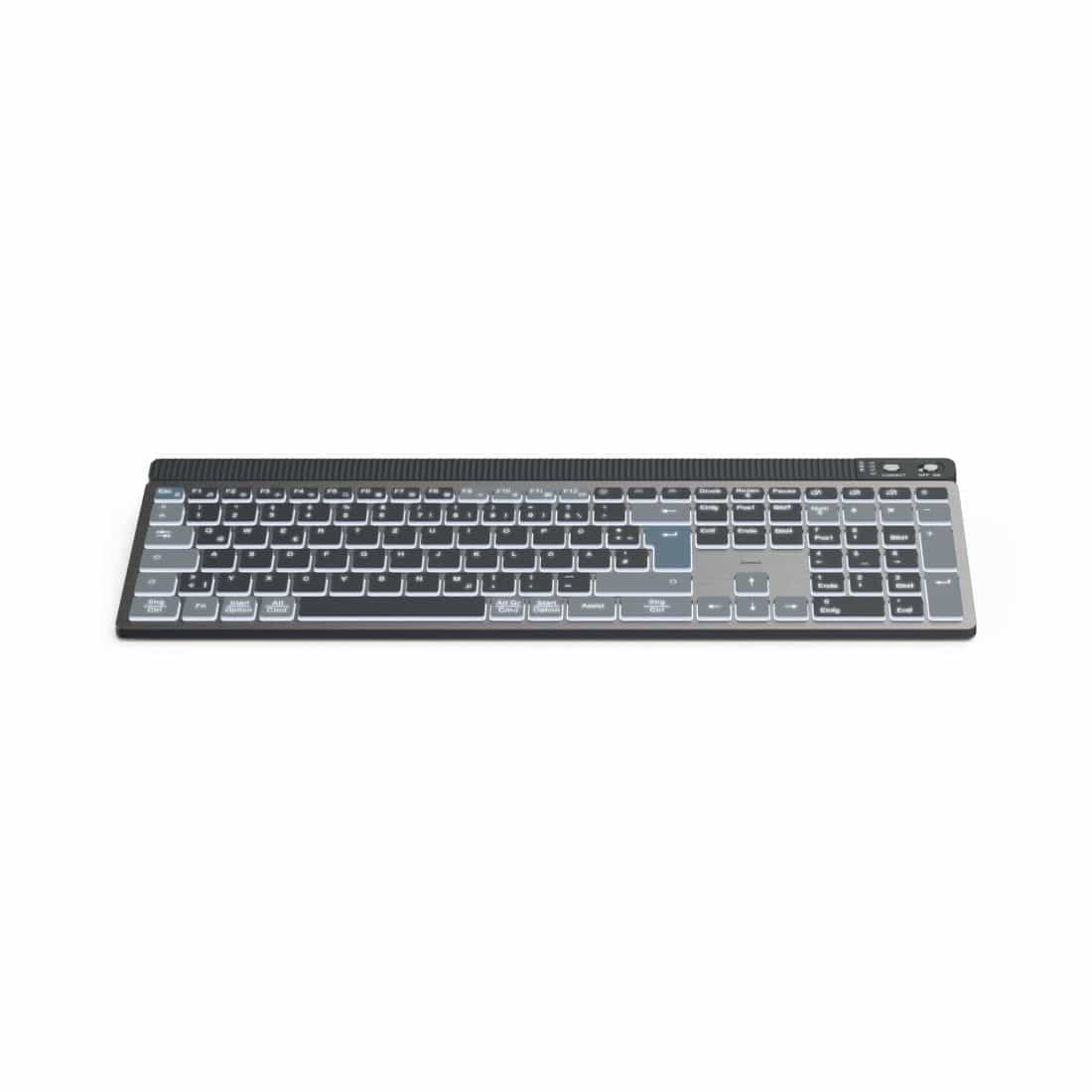 Hama 173068 WK-750 LED Heimbüro Tastatur Bluetooth 2.4 GHz (Anthrazit, Schwarz, Blau) 00173068